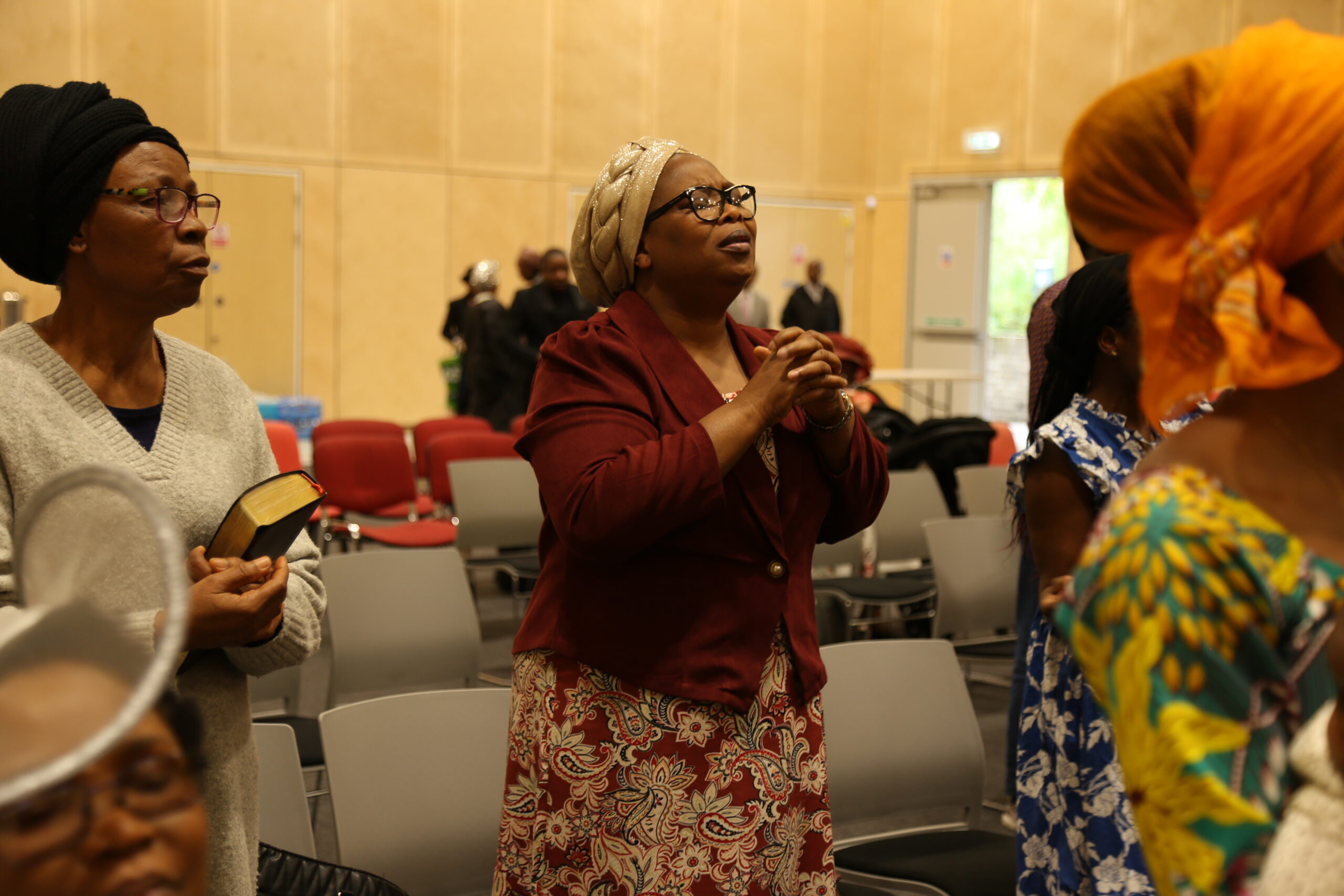 Sisters in prayer at a retreat